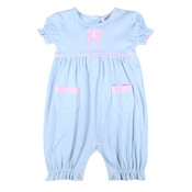 Ishtex Textile Products, Inc *PRE-ORDER*Bunny Girl's Romper Light Blue Stripe