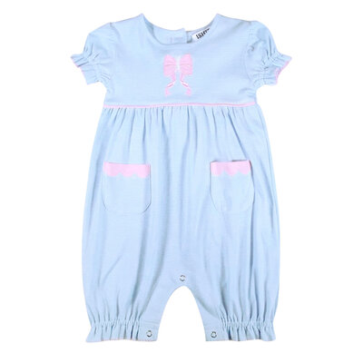 Ishtex Textile Products, Inc *PRE-ORDER*Bunny Girl's Romper Light Blue Stripe