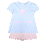 Ishtex Textile Products, Inc *PRE-ORDER*Bunny Girl's Shorts Set Light Blue Stripe