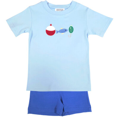 Ishtex Textile Products, Inc *PRE-ORDER*Fishing Lure Boy's Shorts Set Light Blue