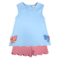 Ishtex Textile Products, Inc *PRE-ORDER*Bow Girl's Shorts Set Red Stripe/Light Blue