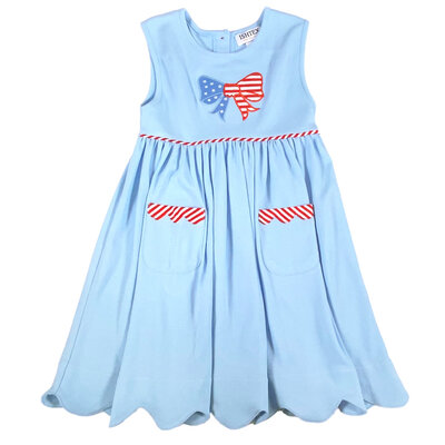 Ishtex Textile Products, Inc *PRE-ORDER*Bow Girl's Dress Light Blue