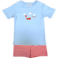 Ishtex Textile Products, Inc *PRE-ORDER*Airplane Boy's Shorts Set Light Blue/Red Stripe