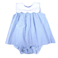 Ishtex Textile Products, Inc *PRE-ORDER*Blue Stripe Poplin Infant Dress