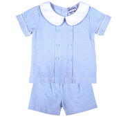 Ishtex Textile Products, Inc *PRE-ORDER*Blue Stripe Poplin Boy's Shorts Set