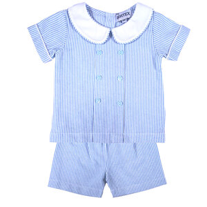 Ishtex Textile Products, Inc *PRE-ORDER*Blue Stripe Poplin Boy's Shorts Set
