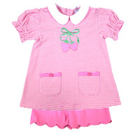 Ishtex Textile Products, Inc *PRE-ORDER*Strawberry Girl's Shorts Set Pink Stripe