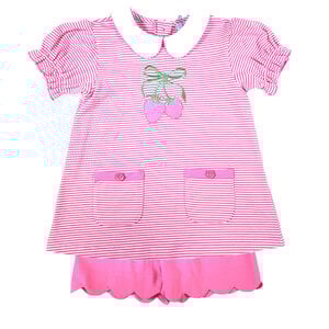 Ishtex Textile Products, Inc *PRE-ORDER*Strawberry Girl's Shorts Set Pink Stripe