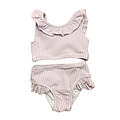 Lulu Bebe 2 Piece Lavender Striped Ruffled Girl Swim Suit