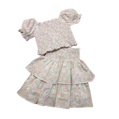Lulu Bebe Spring Floral 2 PC Smocked Skirt Set