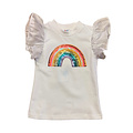 Lulu Bebe Sequin Rainbow White Flutter Sleeve Top