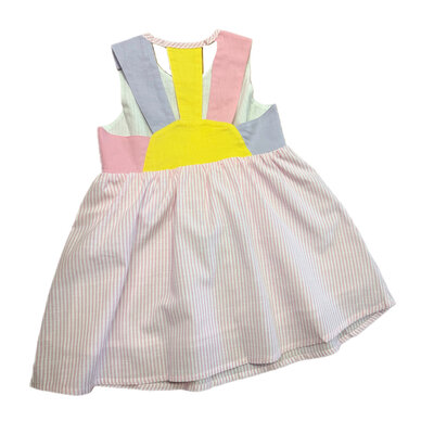 Lulu Bebe Pink Seersucker Color Block Back Dress