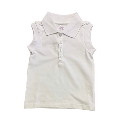 Lulu Bebe White Sleeveless Button Down Polo Top