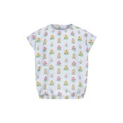 Pleat Collection Emma Top Blue Floral Block Print