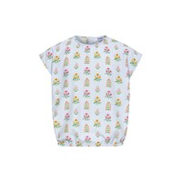 Pleat Collection Emma Top Blue Floral Block Print