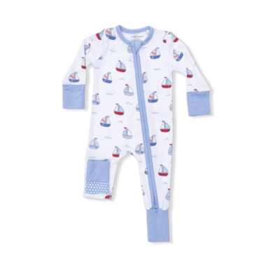 Angel Dear Bubbly Sailboats Blue - Convertible Romper