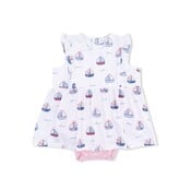 Angel Dear Bubbly Sailboats Pink - Ruffle Bodysuit Dress