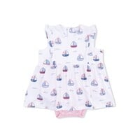 Angel Dear Bubbly Sailboats Pink - Ruffle Bodysuit Dress