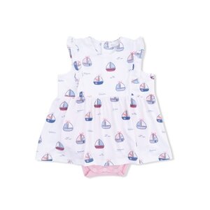 Angel Dear Bubbly Sailboats Pink - Ruffle Bodysuit Dress