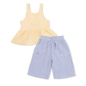 Angel Dear Micro Gingham Blue Blizzard - Peplum Tank with Wide Leg Pant