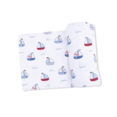 Angel Dear Bubbly Sailboats Blue - Swaddle Blanket