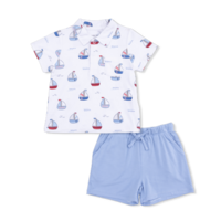 Angel Dear Bubbly Sailboats Blue - Polo with Casual Short