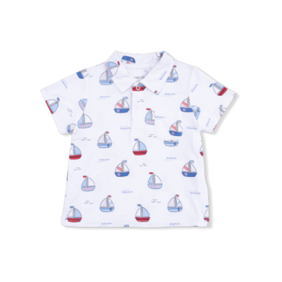 Angel Dear Bubbly Sailboats Blue - Polo with Casual Short