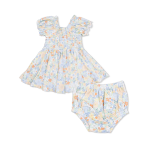 Angel Dear Georgia Floral - Smocked Twirly Dress and Bloomer