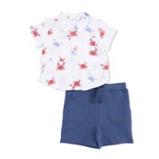 Angel Dear Crayon Crabs - Polo Button Up with Everyday Short