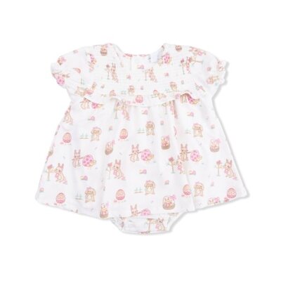 Angel Dear Easter Egg Hunt Pink - Smocked Ruffle Bubble with Skirt