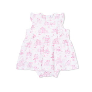 Angel Dear Puppy Toile Pink - Ruffle Bodysuit Dress