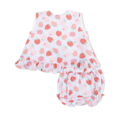 Angel Dear Strawberry Bliss - Ruffle Back Top & Bloomer