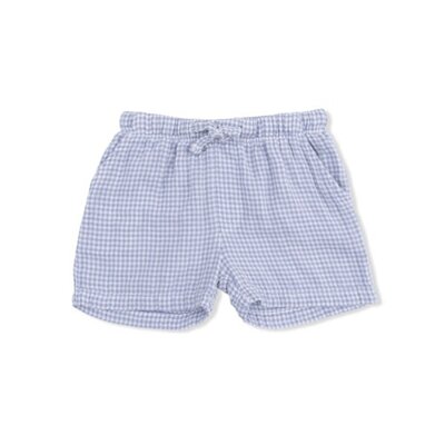 Angel Dear Micro Gingham Blue Blizzard - Polo Button Up with Casual Short