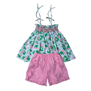 Whimsy Bay Strawberry Patch Smocked Short Set