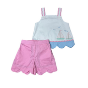 Whimsy Bay St John Sailboats Applique Short Set
