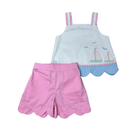 Whimsy Bay St John Sailboats Applique Short Set