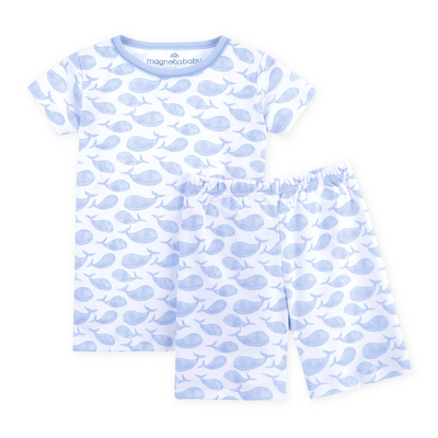 Magnolia Baby Azure Whales Short Pajamas Light Blue