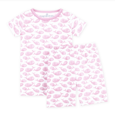 Magnolia Baby Azure Whales Short Pajamas Pink