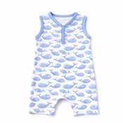Magnolia Baby Azure Whales Print Short Playsuit Light Blue
