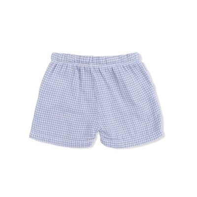 Angel Dear Micro Gingham Blue Blizzard - Polo Button Up with Casual Short