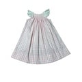 Delaney Pink Gingham White Eyelet Smocked Angel Wing Bishop