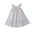 Delaney Pink Gingham White Eyelet Smocked Angel Wing Bishop