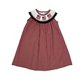 Delaney Red Windowpane Smocked Flag Yoke Dress