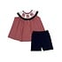 Delaney Red Windowpane Smocked Flag Yoke Short Set