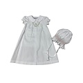 Delaney White Button-Front Daygown w/ Small Roses and Bonnet
