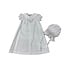 Delaney White Button-Front Daygown w/ Small Roses and Bonnet