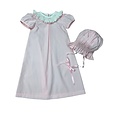 Delaney Pink Batiste Daygown w/ White Smocked Ruffle Collar