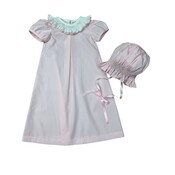 Delaney Pink Batiste Daygown w/ White Smocked Ruffle Collar