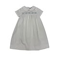 Delaney Smocked Blue Geo Boy's White Long Daygown