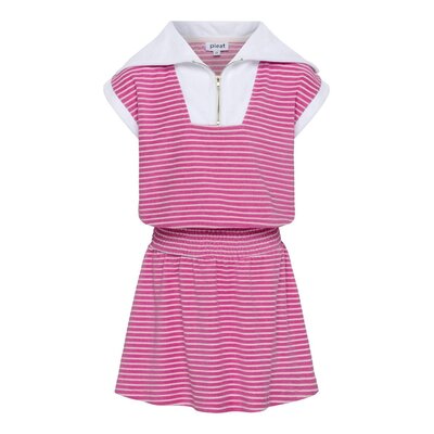 Pleat Collection Wynne Dress Pink/White Terry